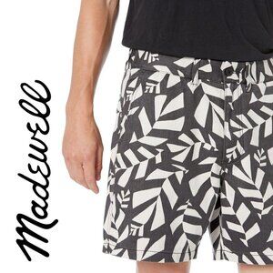 MADEWELL Hemp-Cotton Printed Shorts in Thundercloud L NWT